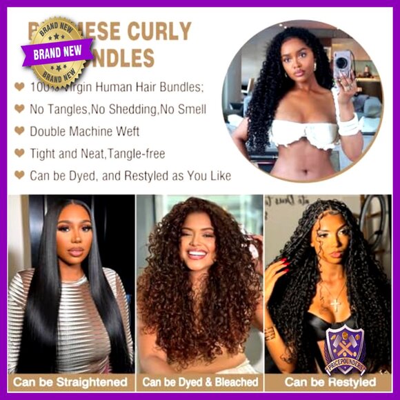 Virgin Burmese Curly Hair Extensions 18-22 Inch Water Wave Bundles main image 6